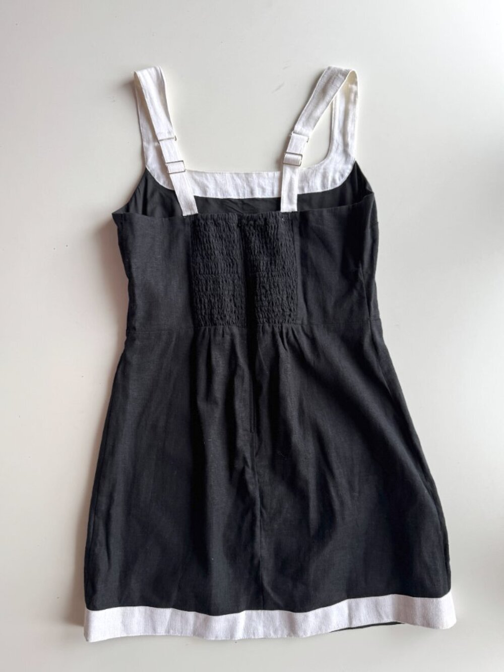 ABERCROMBIE & FITCH Black White Linen Cotton Blend Wide Strap Mini Dress, Size M - Picture 7 of 12